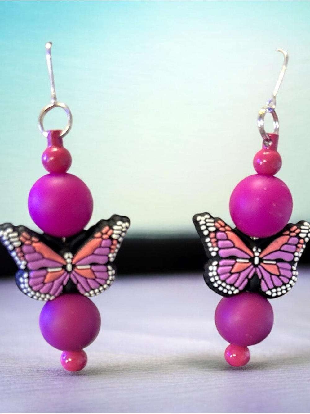 Pink Butterfly Drop Earrings - Women Jewelry